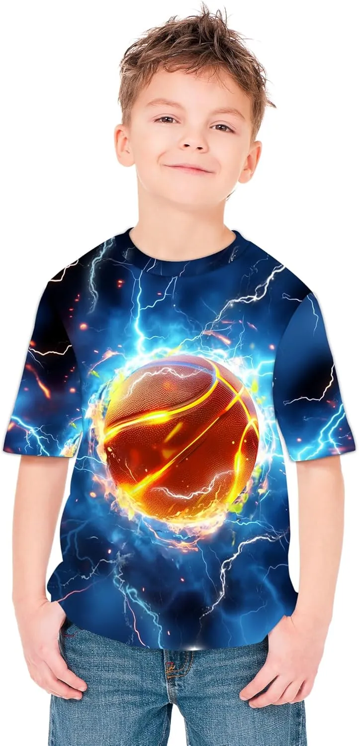3D Graphic Boys Girls T Shirts, Crewneck Short Sleeve Tees for Teens