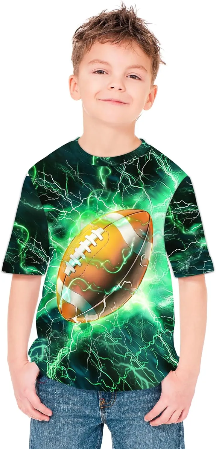3D Graphic T Shirts for Boys Girls Kids, Casual Crewneck Short Sleeve Tops Tees for Teens 6-16 Years