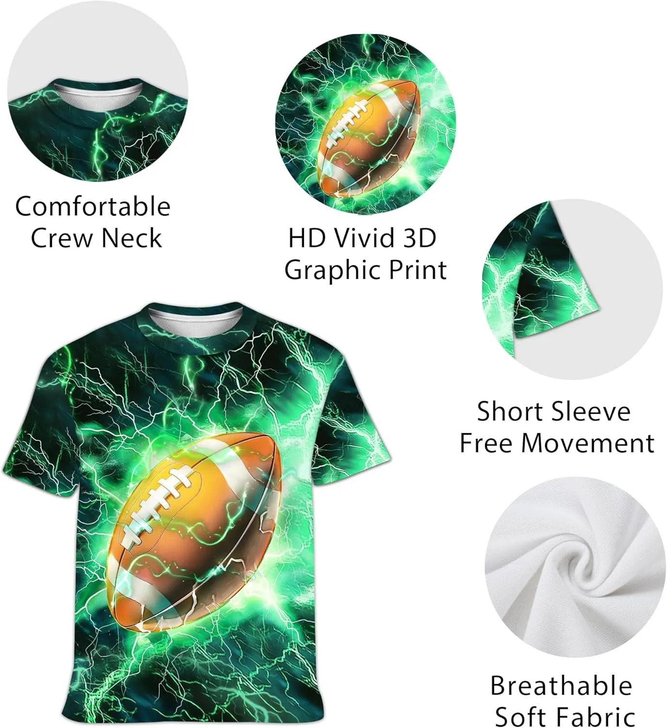 3D Graphic T Shirts for Boys Girls Kids, Casual Crewneck Short Sleeve Tops Tees for Teens 6-16 Years