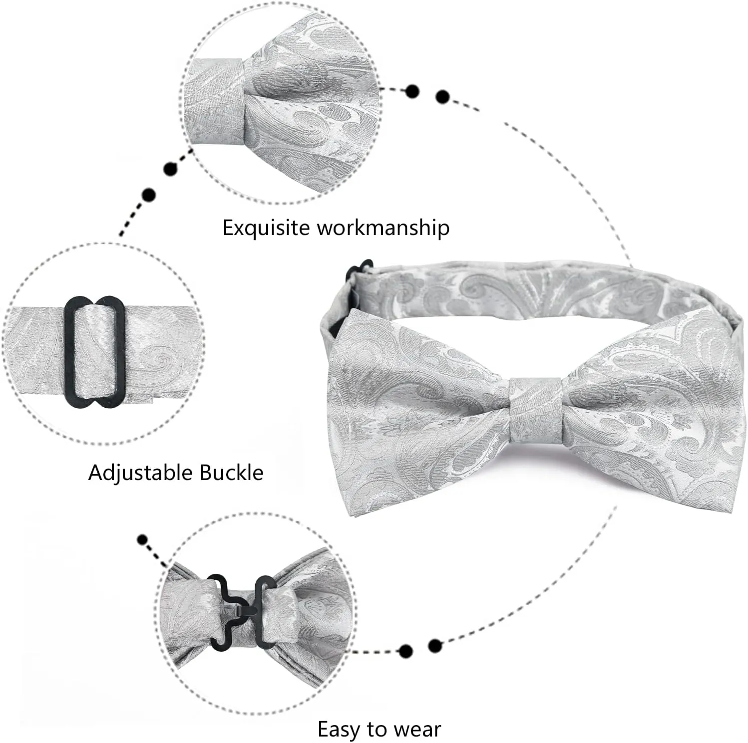 Alizeal Mens Paisley Bow Tie, Hanky and Cufflinks