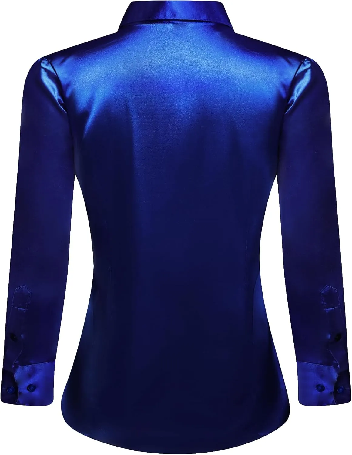 Barry.Wang Women's Stretch Dress Shirts Long Sleeve Button Down Shirt with Brooch Blouses Bussiness Casual Slim-Fit Tops