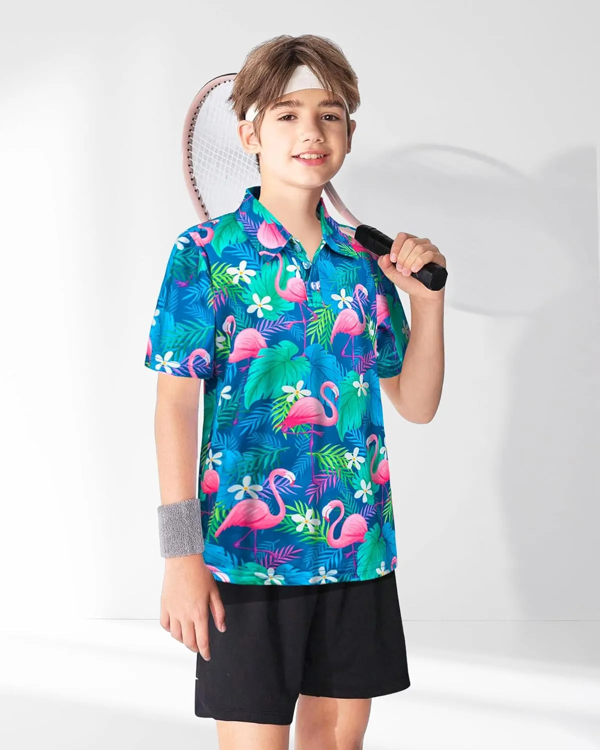 Boys Polo Shirt Golf Short Sleeve Hawaiian School Uniform Shirts for Boys Kids 5-14 Years