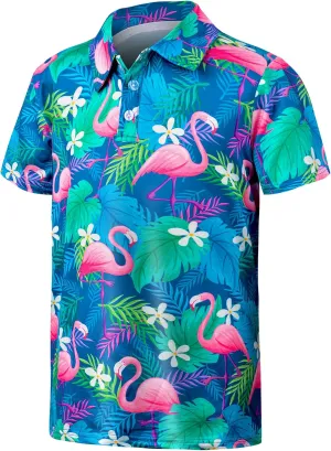 Boys Polo Shirt Golf Short Sleeve Hawaiian School Uniform Shirts for Boys Kids 5-14 Years