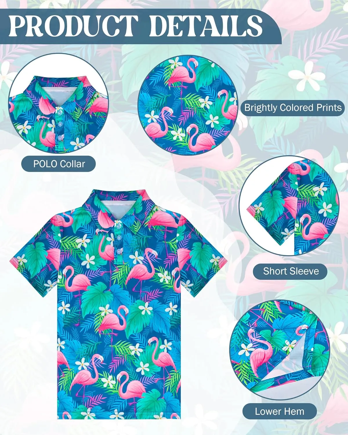 Boys Polo Shirt Golf Short Sleeve Hawaiian School Uniform Shirts for Boys Kids 5-14 Years