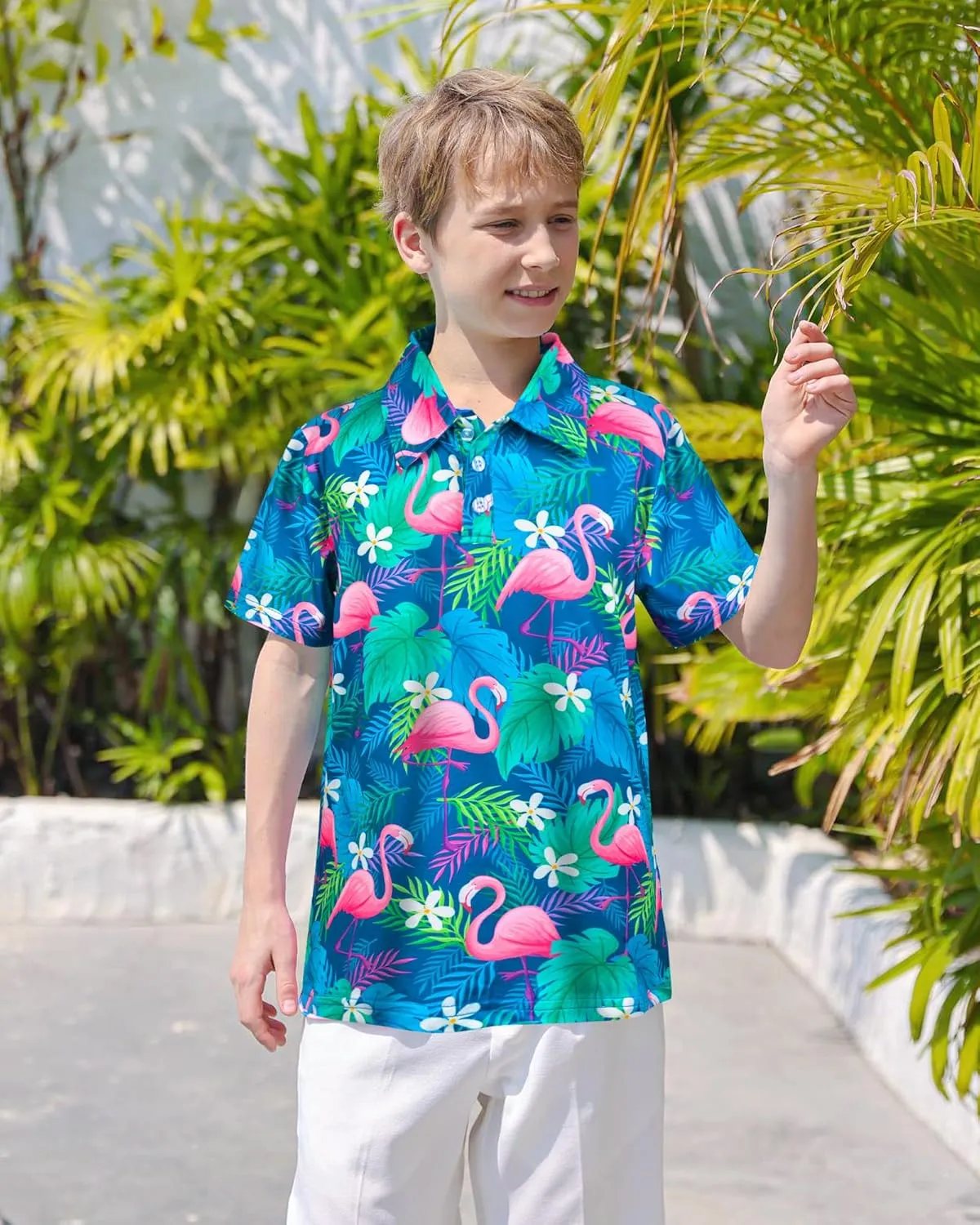 Boys Polo Shirt Golf Short Sleeve Hawaiian School Uniform Shirts for Boys Kids 5-14 Years