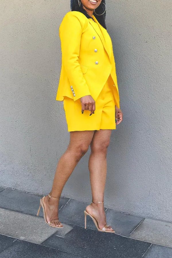 Double Breasted Blazer & Shorts Set