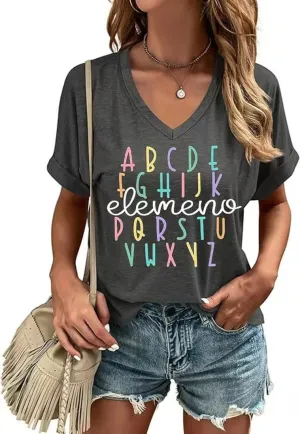 Happy Last Day of School V Neck Shirt Women Teacher Life Graphic Tee School Graduation Tee Appreciation Summer T-Shirt