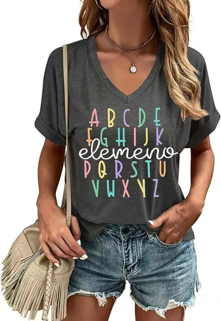 Happy Last Day of School V Neck Shirt Women Teacher Life Graphic Tee School Graduation Tee Appreciation Summer T-Shirt