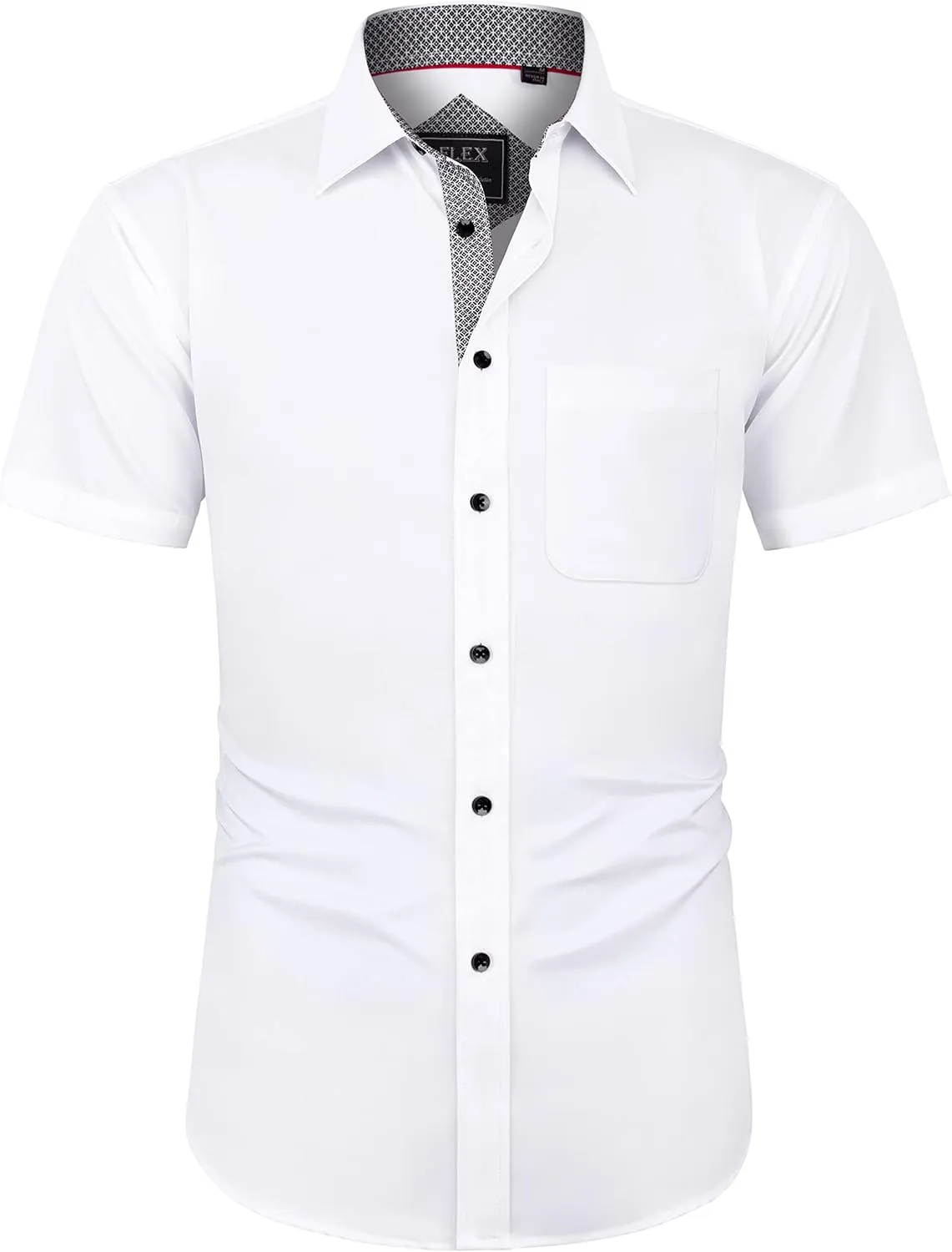 J.VER Men's Short Sleeve Dress Shirts Stretch Wrinkle Free Casual Button Down Shirts with Pocket for Business Wedding
