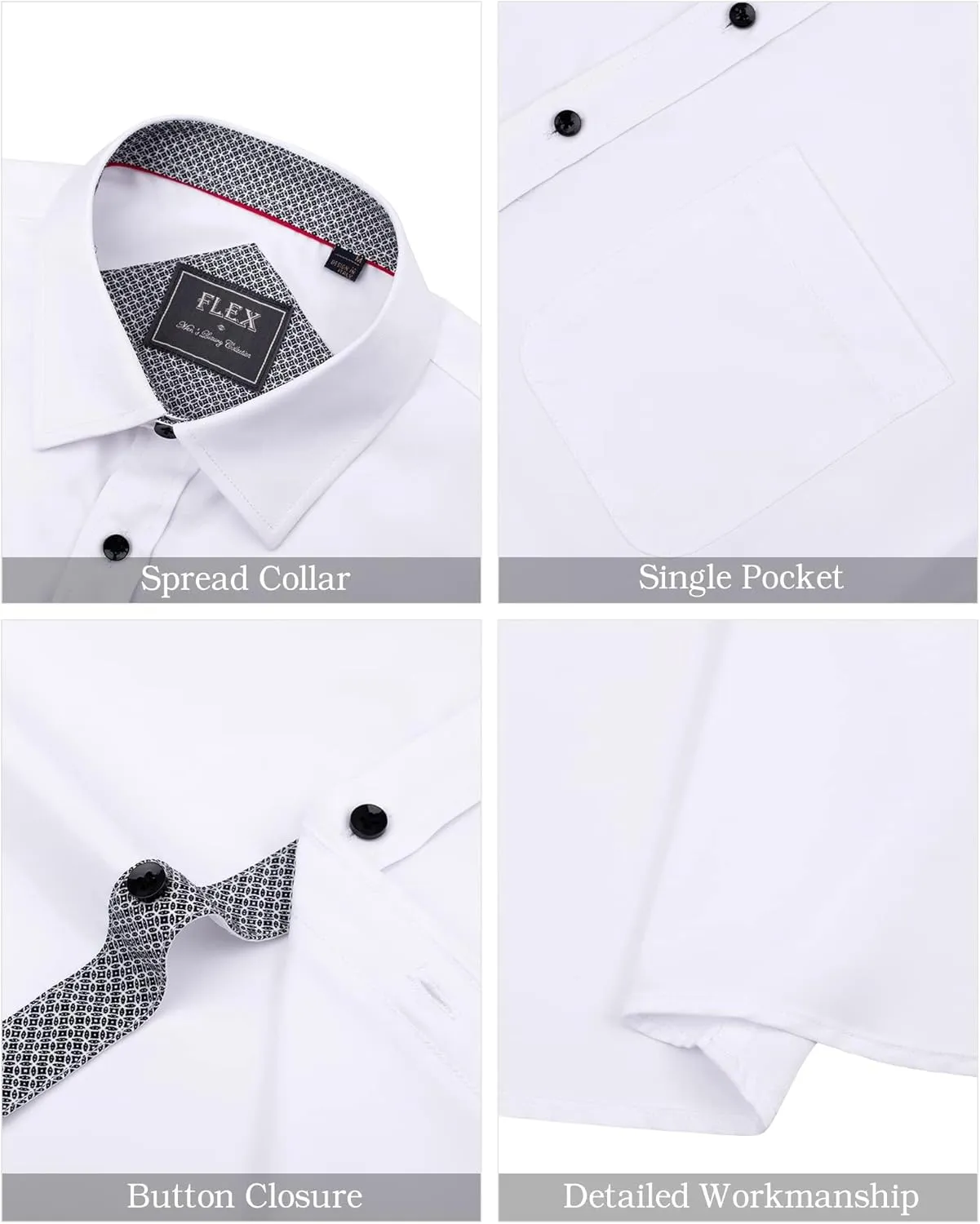 J.VER Men's Short Sleeve Dress Shirts Stretch Wrinkle Free Casual Button Down Shirts with Pocket for Business Wedding