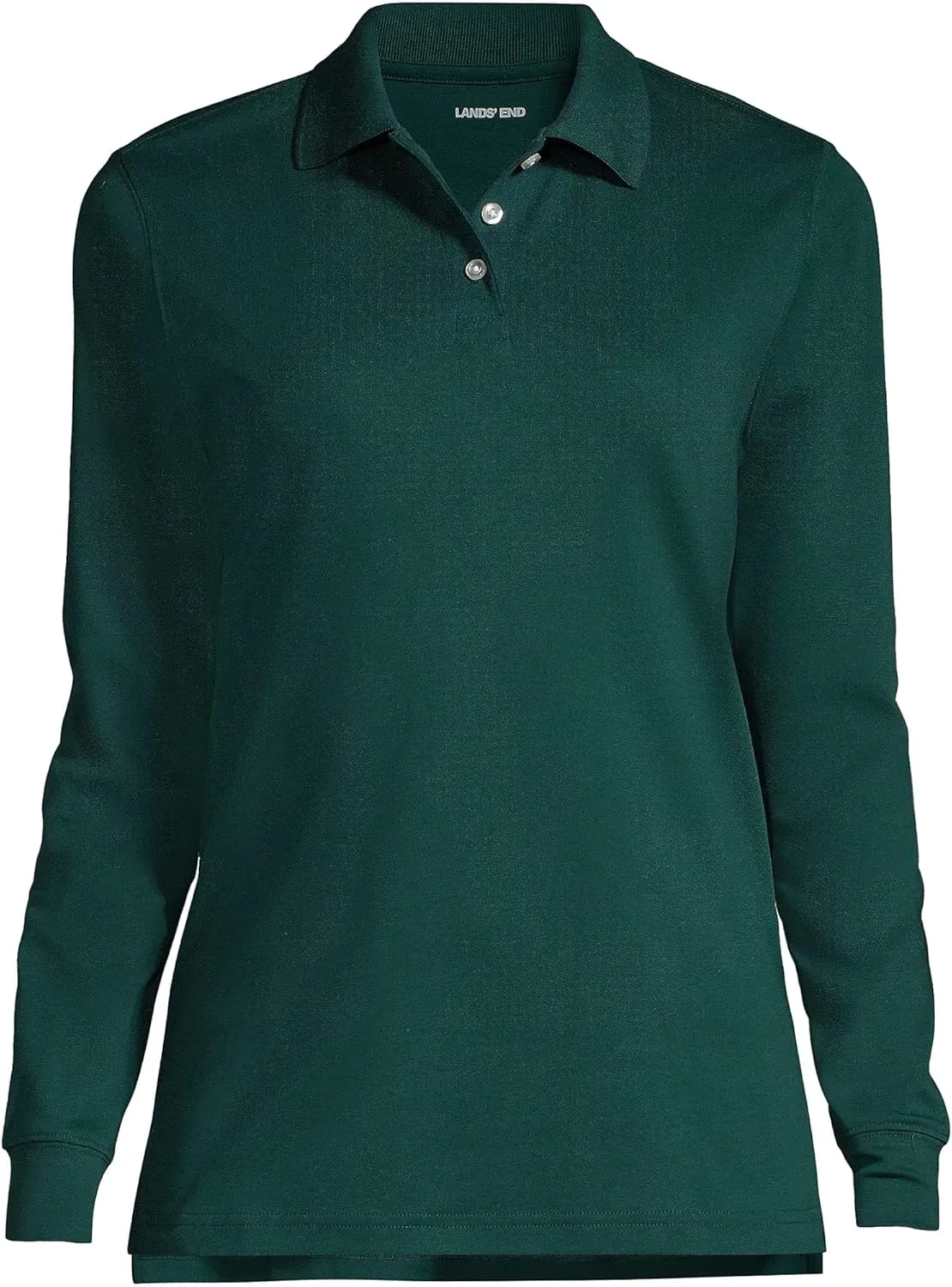 Lands' End School Uniform Women's Long Sleeve Feminine Fit Interlock Polo Shirt