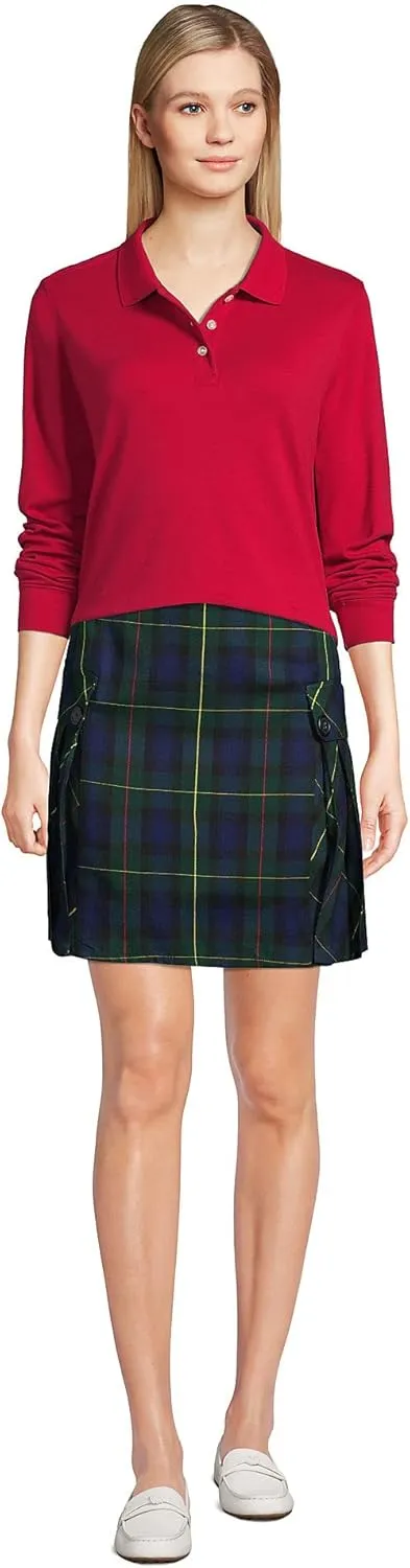 Lands' End School Uniform Women's Long Sleeve Feminine Fit Interlock Polo Shirt