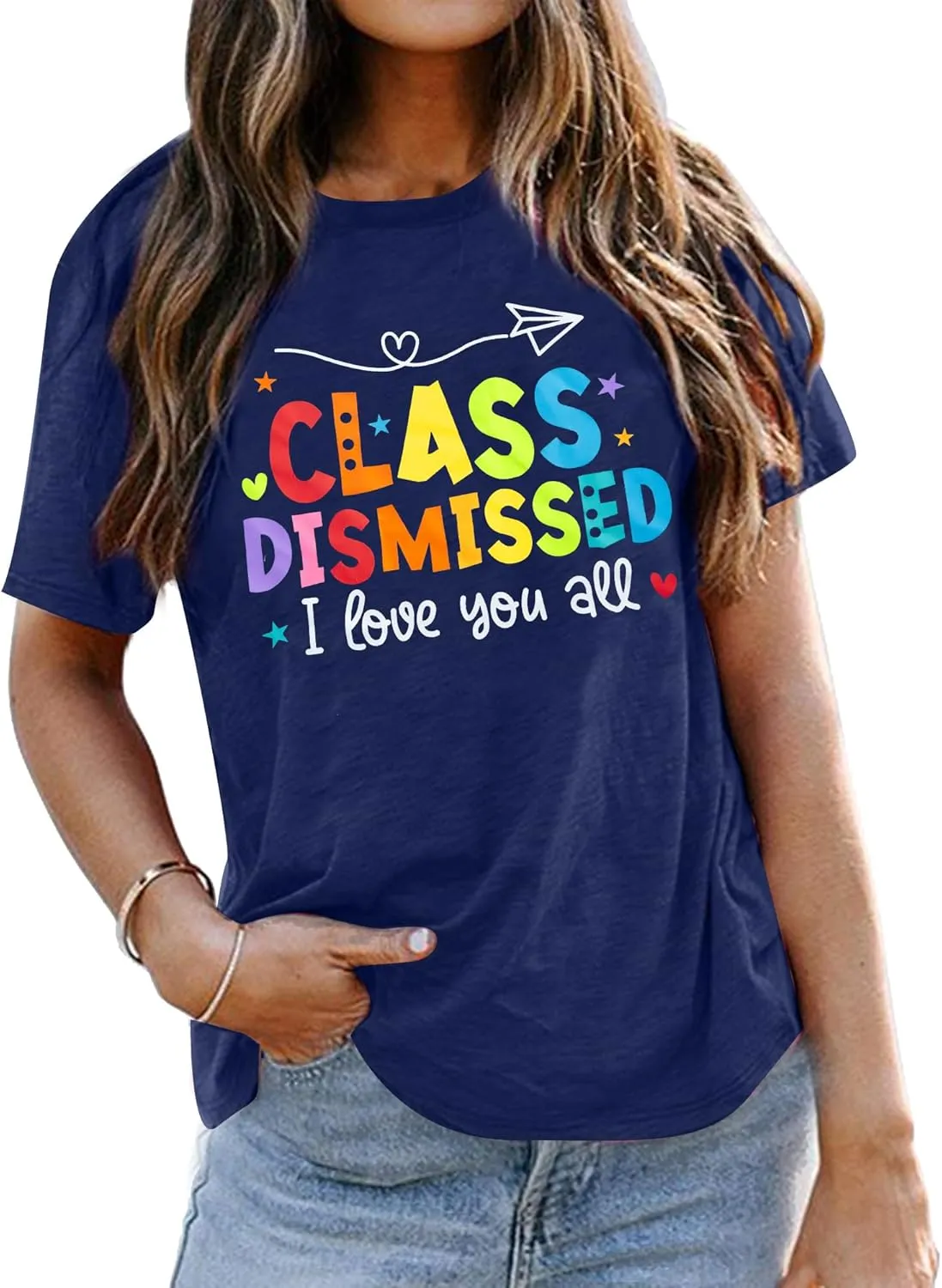Last Day of School Shirt: Teacher T-Shirt Women Class Dismissed Shirts Teacher Life Tee School Graduation Casual Top