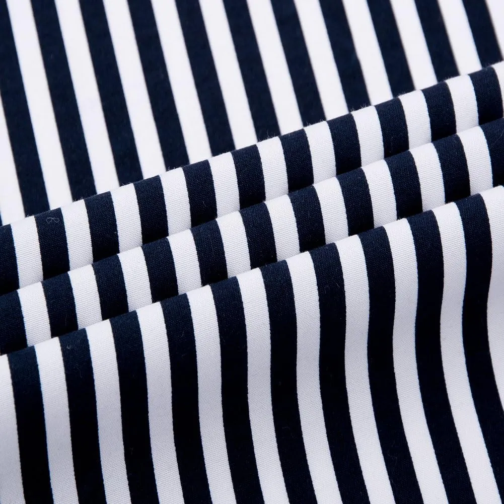 Men's Casual Business Vertical Striped Button Down Long Sleeve Dress Shirts