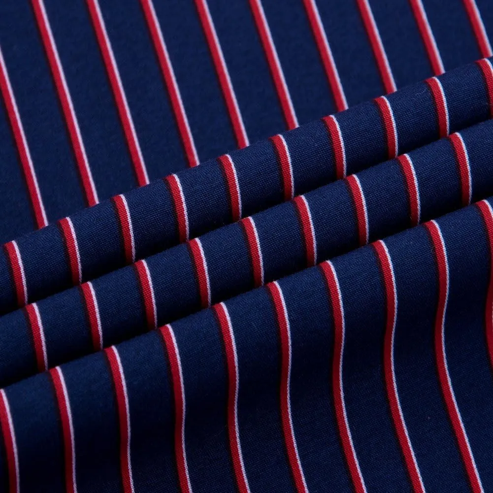 Men's Classic Casual Vertical Striped Slim Fit Long Sleeve Dress Shirts