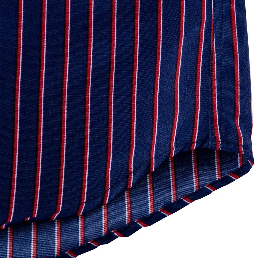 Men's Classic Casual Vertical Striped Slim Fit Long Sleeve Dress Shirts