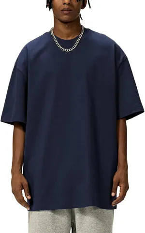 Men's Oversized Cotton t Shirt Heavyweight Tee Casual Crew Neck Short Sleeve Loose Summer Basic Tops