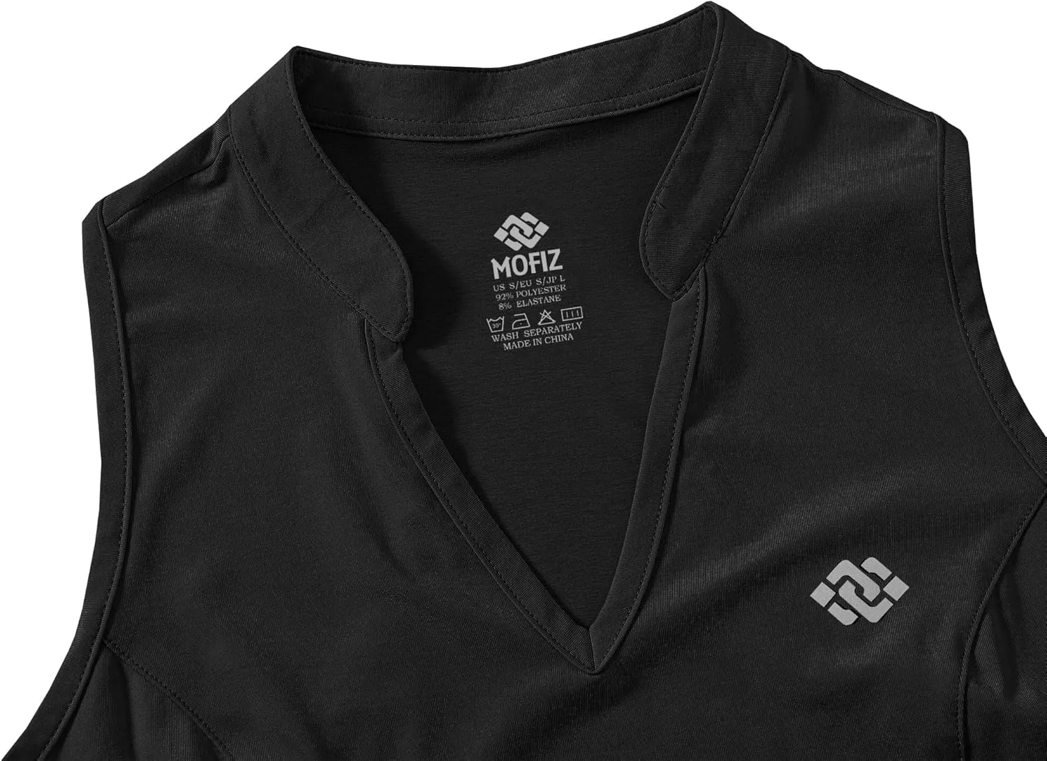 MoFiz Women Racerback Sleeveless Golf Polo Shirts V-Neck Collarless Tennis Running Tank Tops Quick Dry Athletic Casual