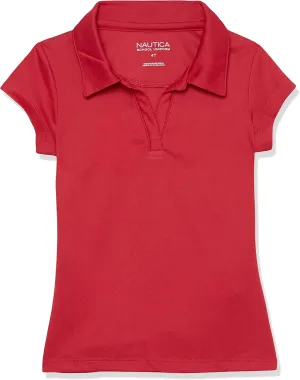 Nautica Girls' School Uniform Short Sleeve Performance Polo