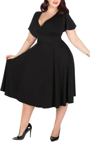 Nemidor Plus Size Dresses for Curvy Women Casual Summer V Neck Short Sleeve Midi Cocktail Vintage Dress with Pocket