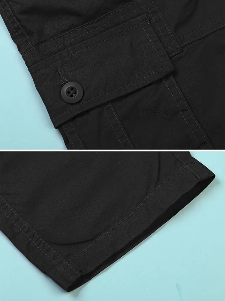 Phorecys Boys Pull on Cargo Pants Elastic Waist Casual Uniform Multi-Pockets Trousers