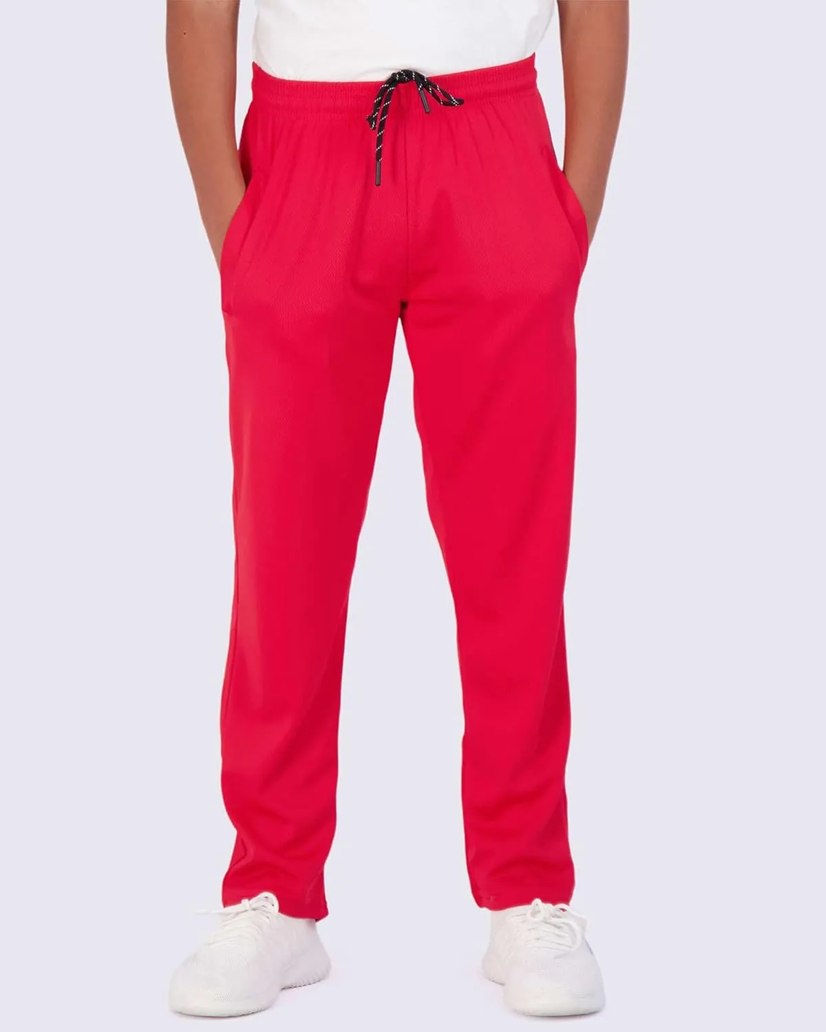 Real Essentials 3 Pack: Boys' Mesh Open Bottom Active Sweatpants with Pockets & Drawstring