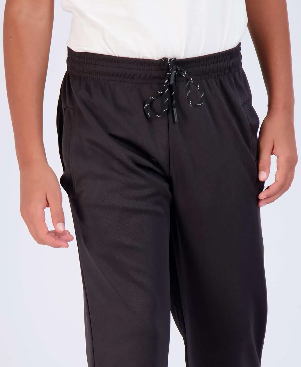 Real Essentials 3 Pack: Boys' Mesh Open Bottom Active Sweatpants with Pockets & Drawstring