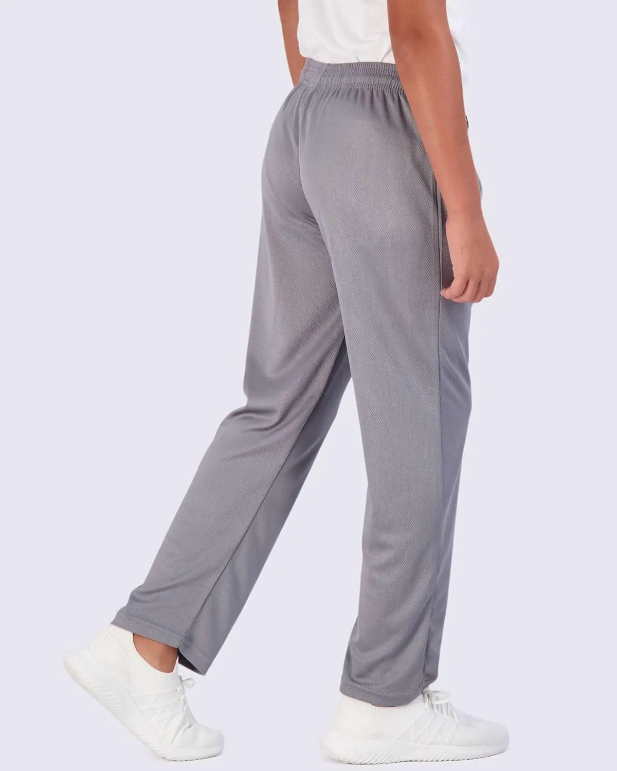 Real Essentials 3 Pack: Boys' Mesh Open Bottom Active Sweatpants with Pockets & Drawstring