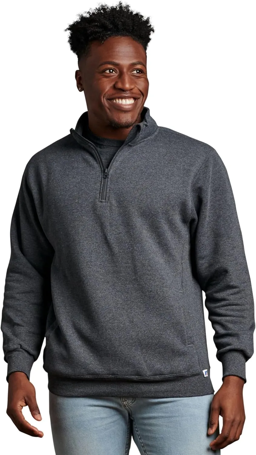 Russell Athletic Men's Dri Power Fleece Quarter Zip, Moisture Wicking, Cotton Blend, Relaxed Fit, Sizes S-4x