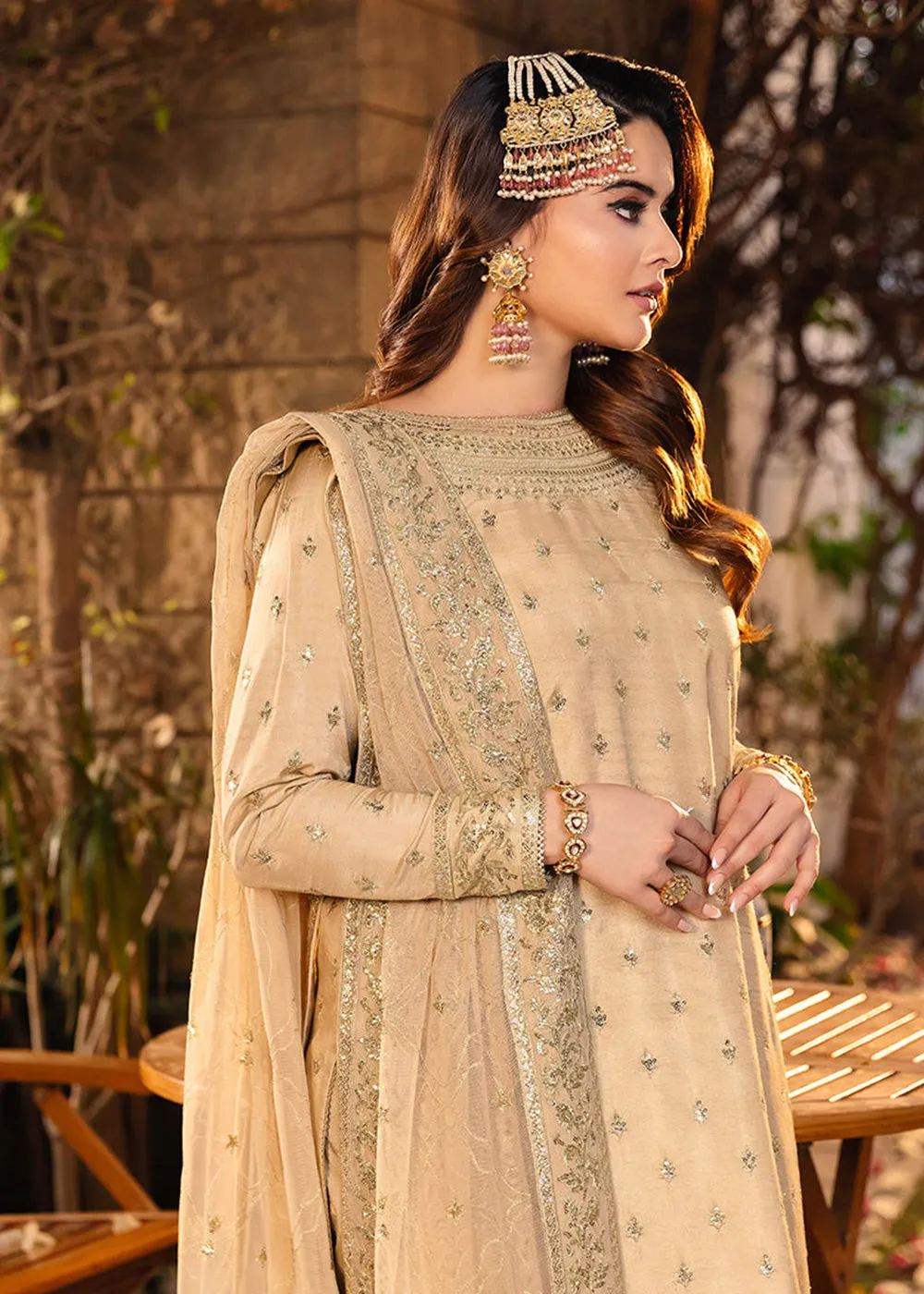 Sand Beige Suit - Maahru, Noorie & Meerub '23 by Asim Jofa - AJSM-45