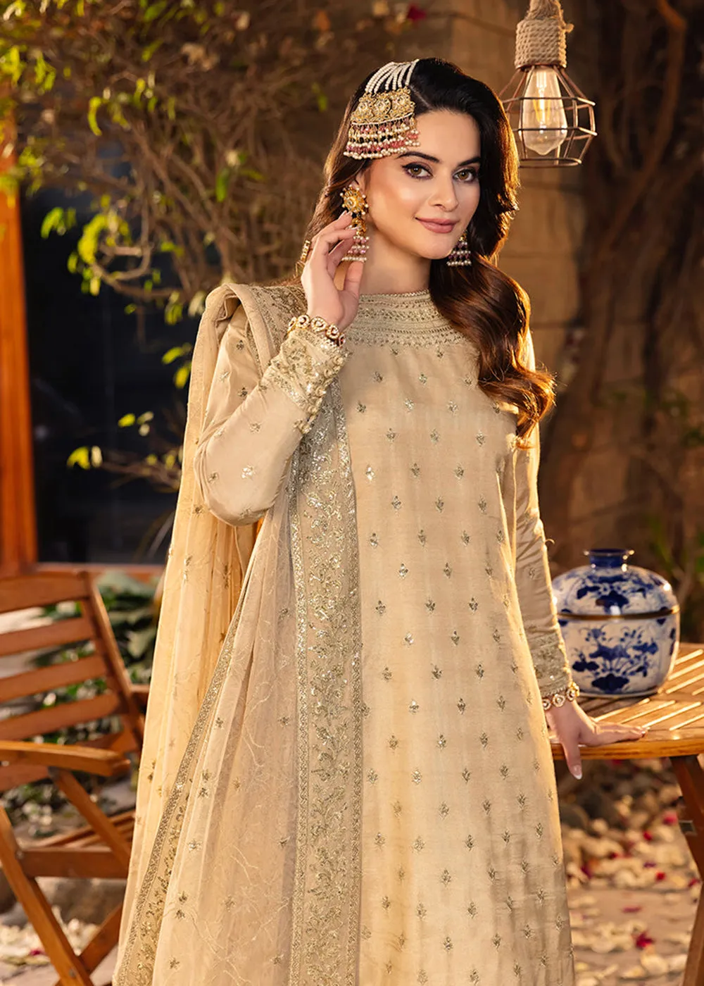 Sand Beige Suit - Maahru, Noorie & Meerub '23 by Asim Jofa - AJSM-45