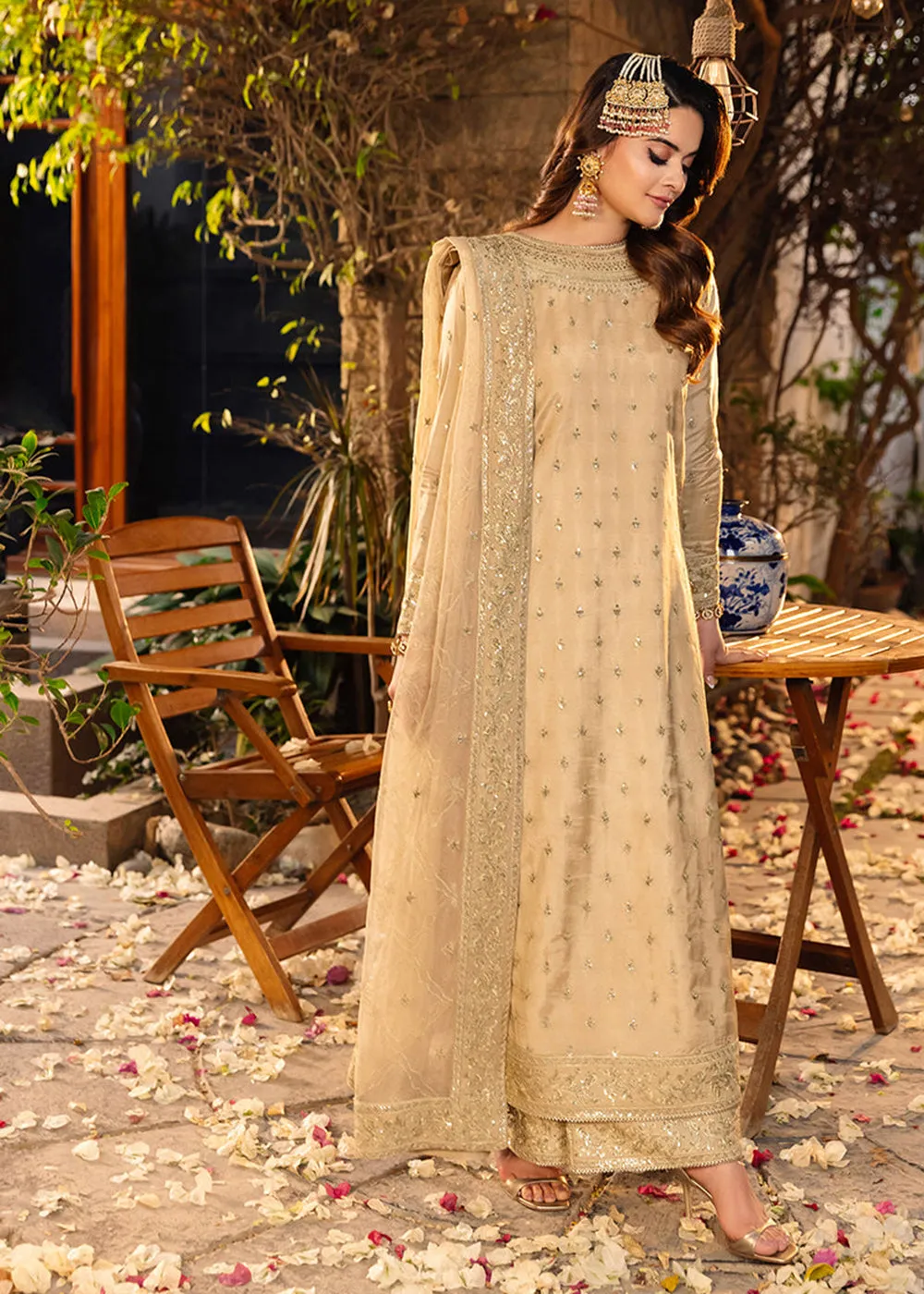 Sand Beige Suit - Maahru, Noorie & Meerub '23 by Asim Jofa - AJSM-45