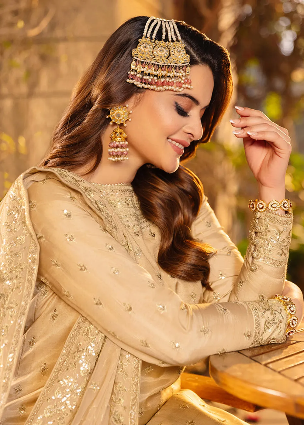 Sand Beige Suit - Maahru, Noorie & Meerub '23 by Asim Jofa - AJSM-45