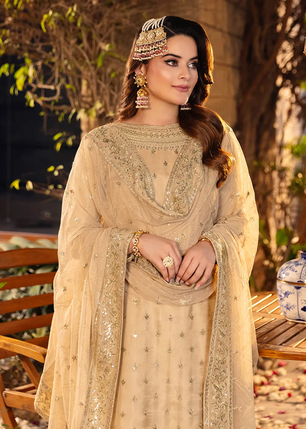 Sand Beige Suit - Maahru, Noorie & Meerub '23 by Asim Jofa - AJSM-45