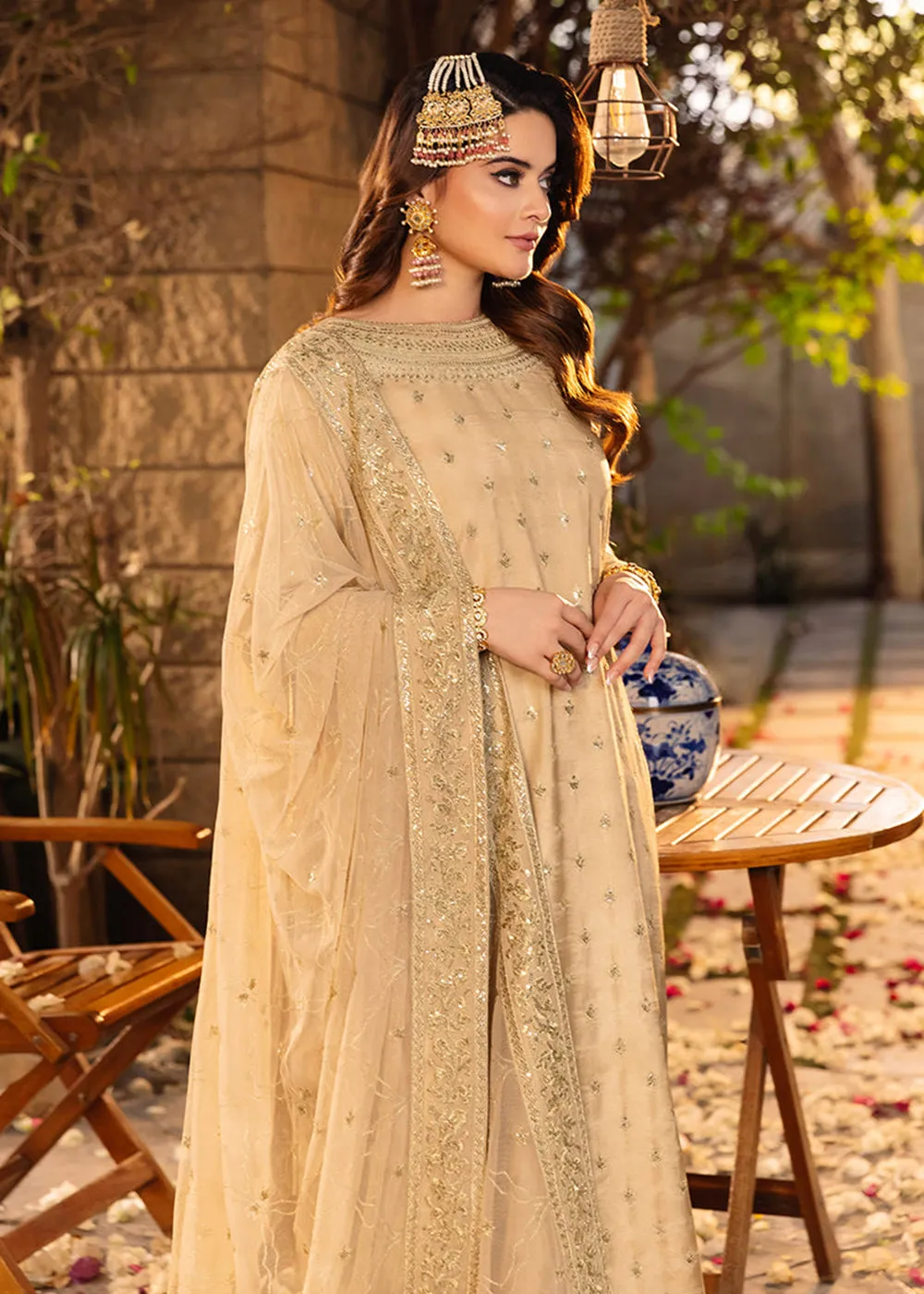 Sand Beige Suit - Maahru, Noorie & Meerub '23 by Asim Jofa - AJSM-45
