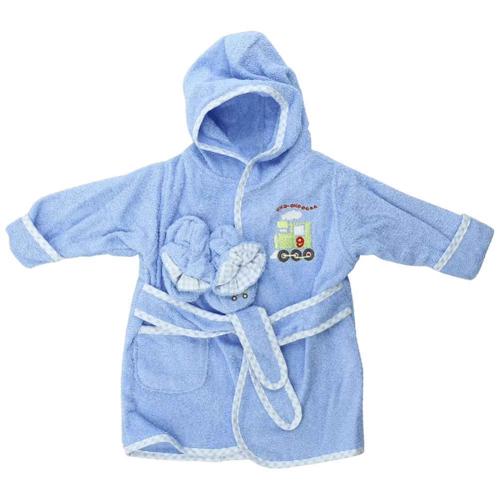 Spasilk 100% Cotton Hooded Terry Bathrobe with Booties, Brown Bear, 0 9 Months