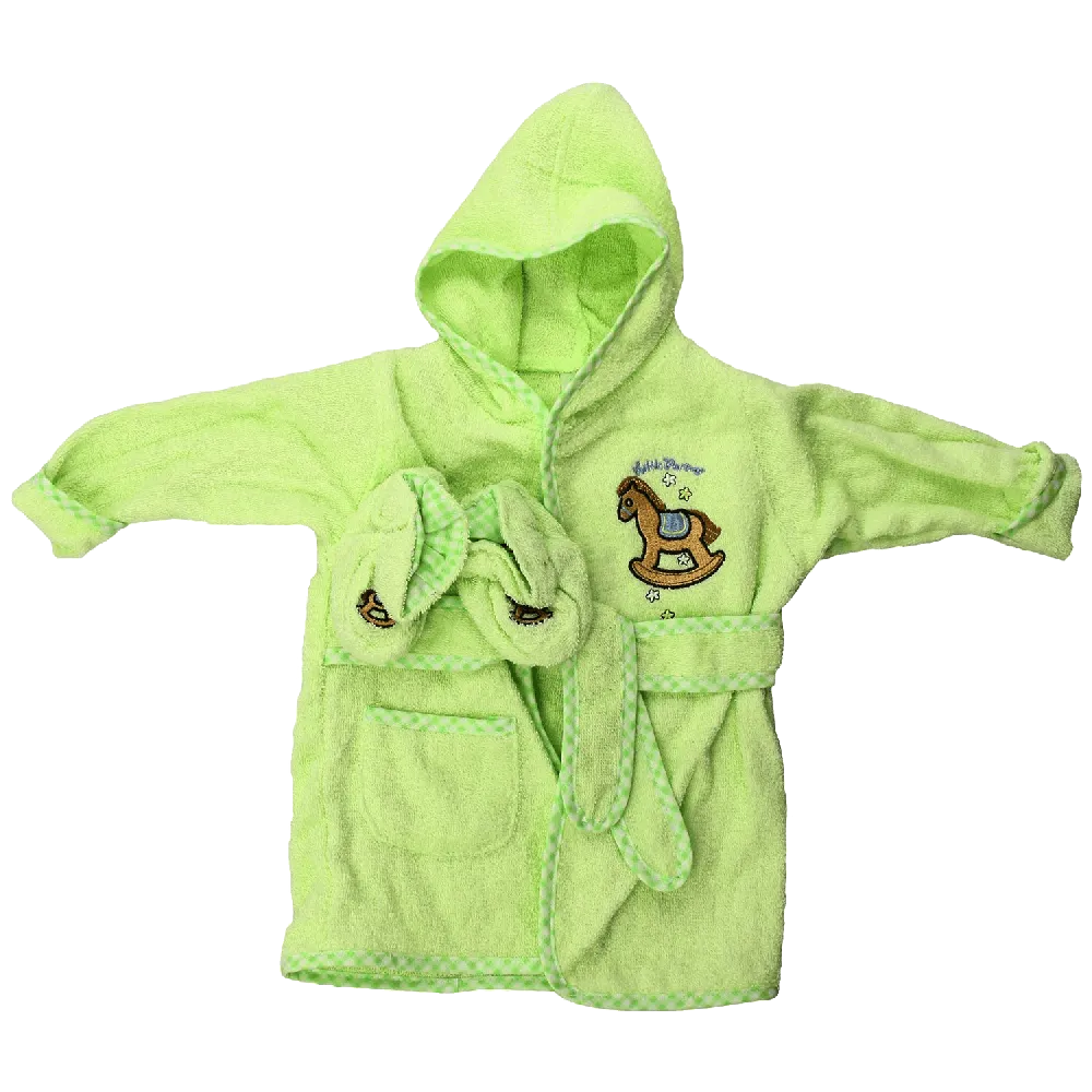 Spasilk 100% Cotton Hooded Terry Bathrobe with Booties, Brown Bear, 0 9 Months