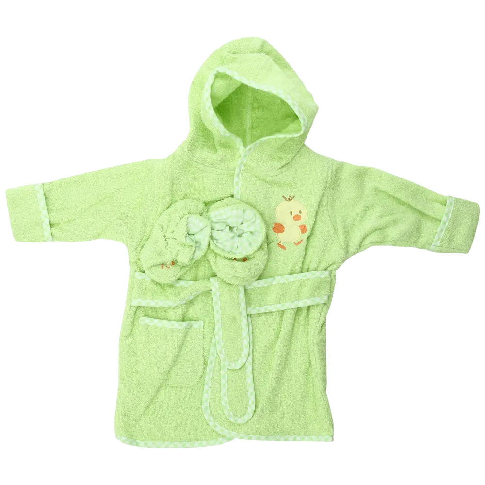 Spasilk 100% Cotton Hooded Terry Bathrobe with Booties, Brown Bear, 0 9 Months