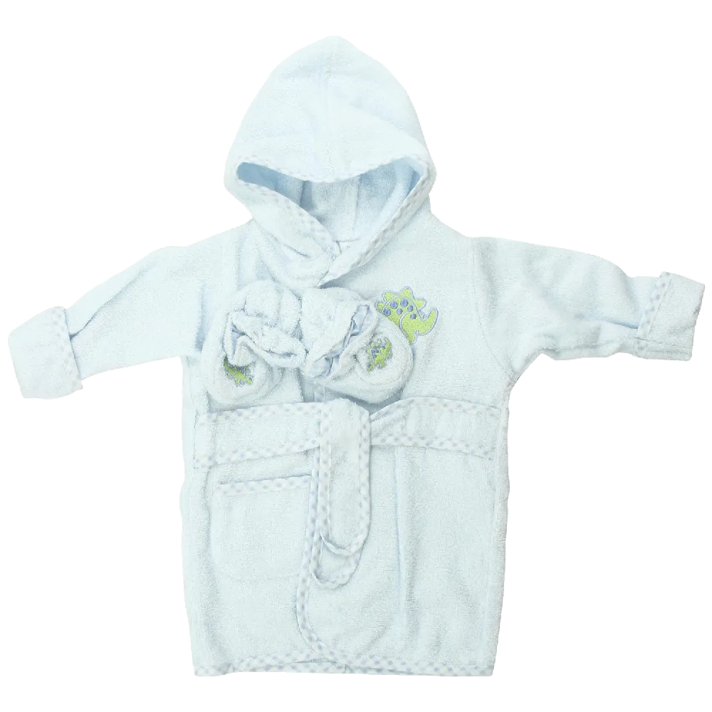 Spasilk 100% Cotton Hooded Terry Bathrobe with Booties, Brown Bear, 0 9 Months