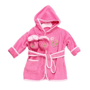 Spasilk 100% Cotton Hooded Terry Bathrobe with Booties, Brown Bear, 0 9 Months