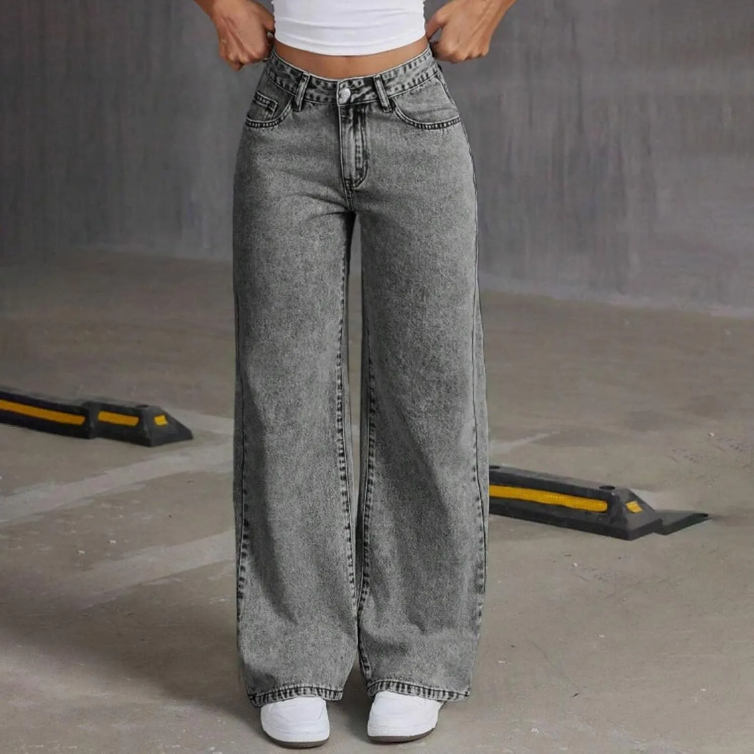 Straight Leg Jeans for Women High Waisted Wide Leg Denim Pants Loose Casual Baggy Y2K Boyfriend Jeans with Pockets