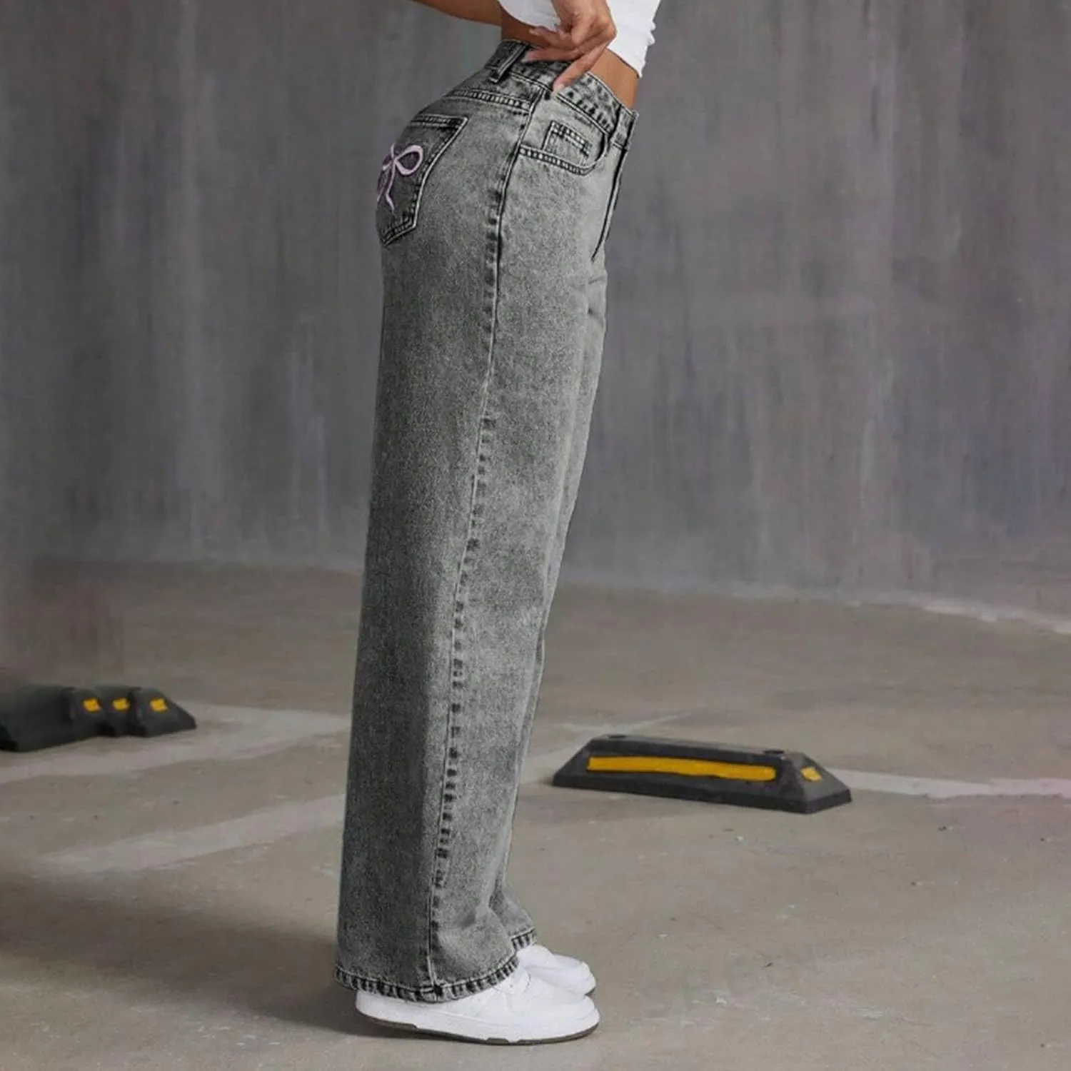 Straight Leg Jeans for Women High Waisted Wide Leg Denim Pants Loose Casual Baggy Y2K Boyfriend Jeans with Pockets