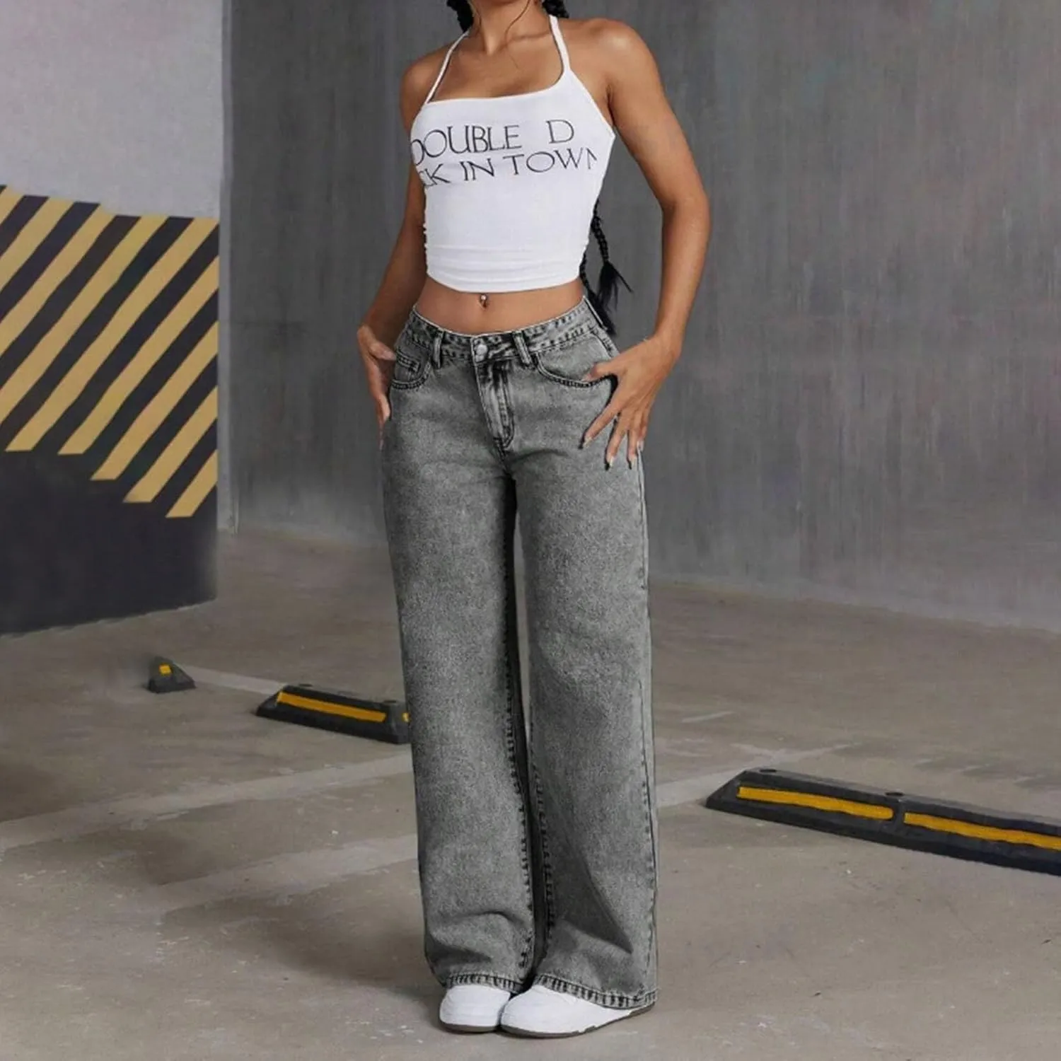 Straight Leg Jeans for Women High Waisted Wide Leg Denim Pants Loose Casual Baggy Y2K Boyfriend Jeans with Pockets