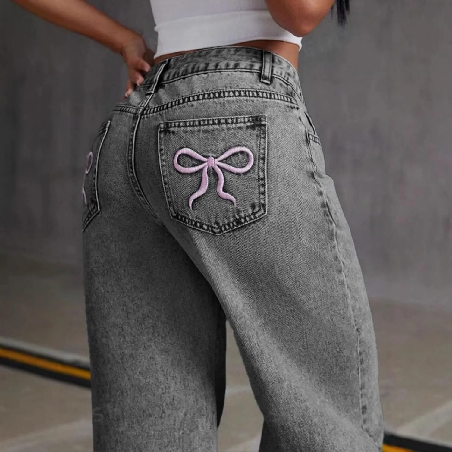 Straight Leg Jeans for Women High Waisted Wide Leg Denim Pants Loose Casual Baggy Y2K Boyfriend Jeans with Pockets