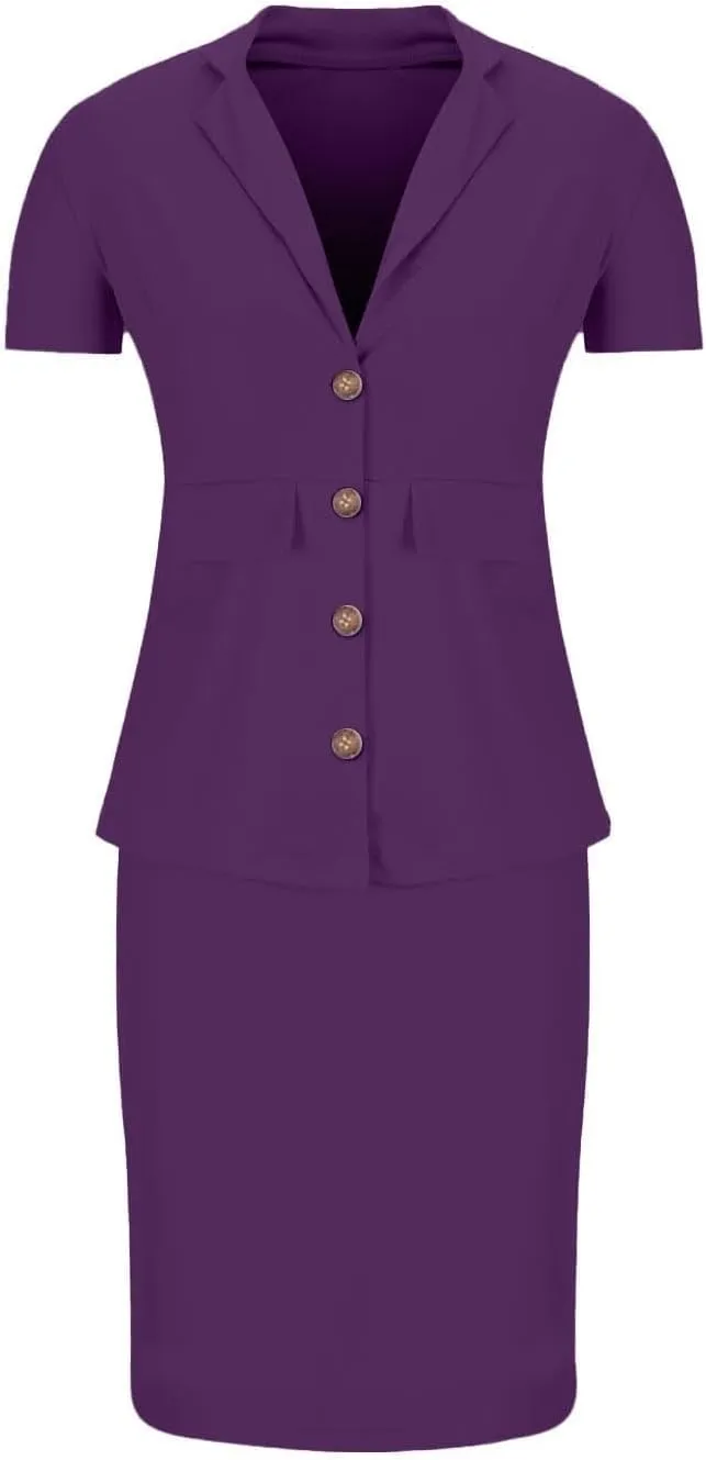 ZEFOTIM Pant/Skirt Suits for Women Dressy Business Blazers Solid Color Casual Short/Long Sleeve Two Piece Jackets